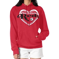 Women's G-III 4Her by Carl Banks Red Cincinnati Reds Double Heart Fleece Pullover Hoodie