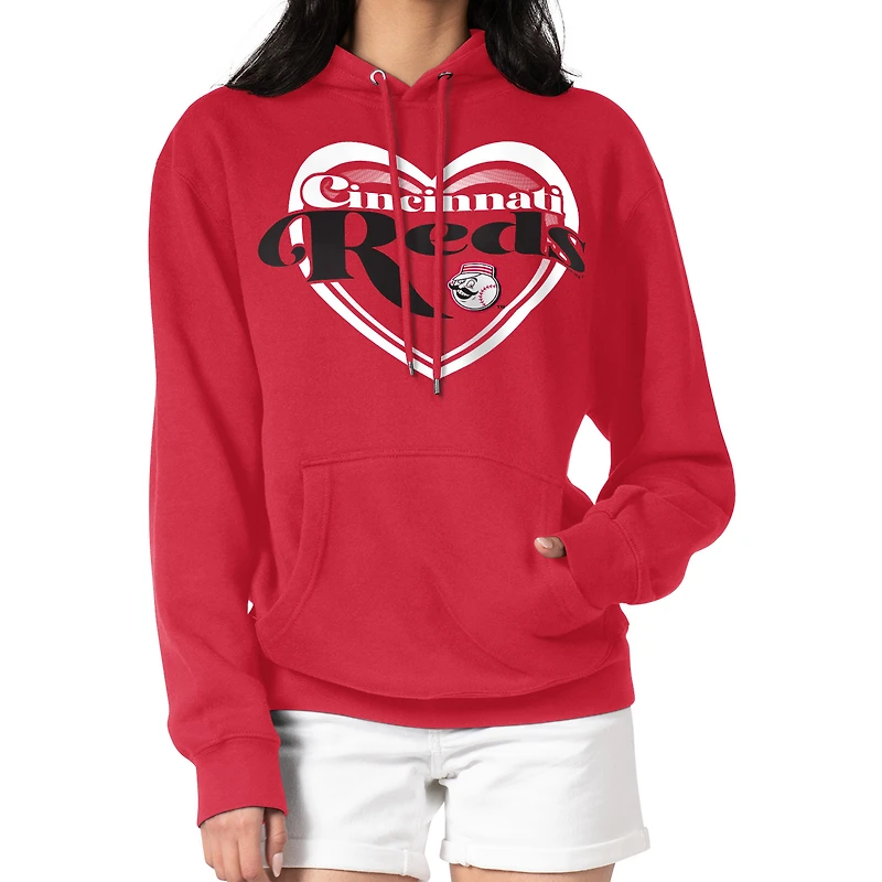 Women's G-III 4Her by Carl Banks Red Cincinnati Reds Double Heart Fleece Pullover Hoodie