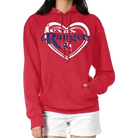 Women's G-III 4Her by Carl Banks Red Texas Rangers Double Heart Fleece Pullover Hoodie