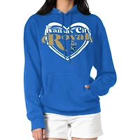 Women's G-III 4Her by Carl Banks Royal Kansas City Royals Double Heart Fleece Pullover Hoodie