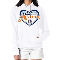Women's G-III 4Her by Carl Banks White Houston Astros Double Heart Fleece Pullover Hoodie