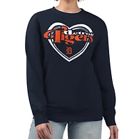 Women's G-III 4Her by Carl Banks Navy Detroit Tigers Double Heart Fleece Pullover Sweatshirt