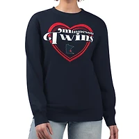 Women's G-III 4Her by Carl Banks Navy Minnesota Twins Double Heart Fleece Pullover Sweatshirt