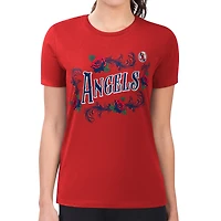 Women's G-III 4Her by Carl Banks  Red Los Angeles Angels Super-Slim Fit Lightweight Retro Roses T-Shirt