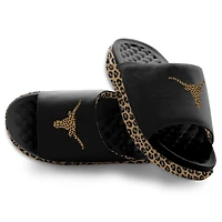 Women's ISlide Black Texas Longhorns Cheetah Dip Motive Slide Sandals