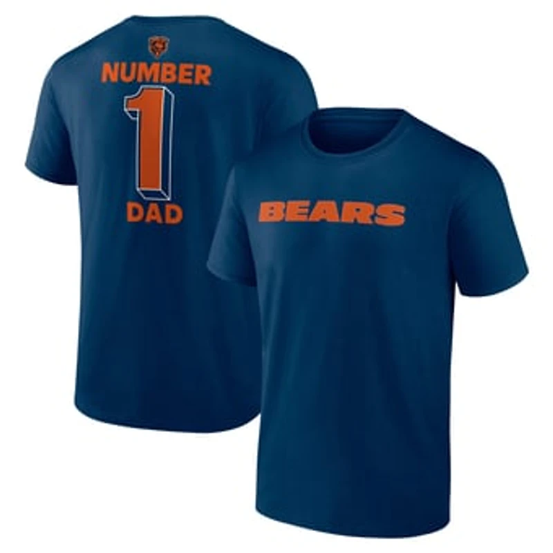 Men's Logo Athletic Navy Chicago Bears #1 Dad Jersey T-Shirt