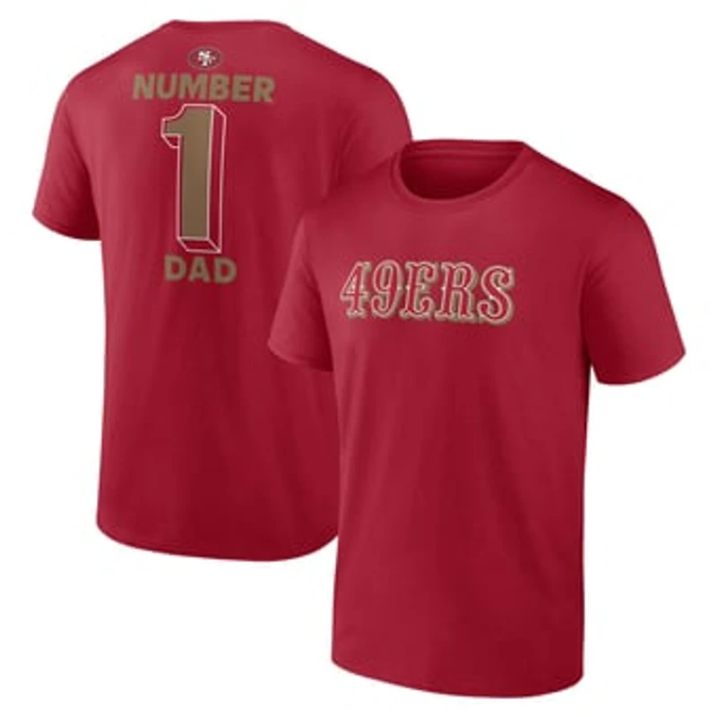Men's Logo Athletic Scarlet San Francisco 49ers #1 Dad Jersey T-Shirt