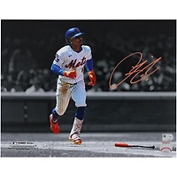 Francisco Lindor New York Mets Autographed 11" x 14" Home Run Bat Drop Spotlight Photograph