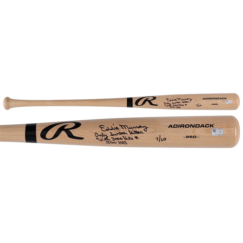 Eddie Murray Baltimore Orioles Autographed Blonde Rawlings Pro Bat with "Only Switch Hitter with 3000 Hits & 500 HRs" Inscription - Limited Edition of 10