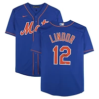 Francisco Lindor New York Mets Autographed Royal Nike Replica Jersey