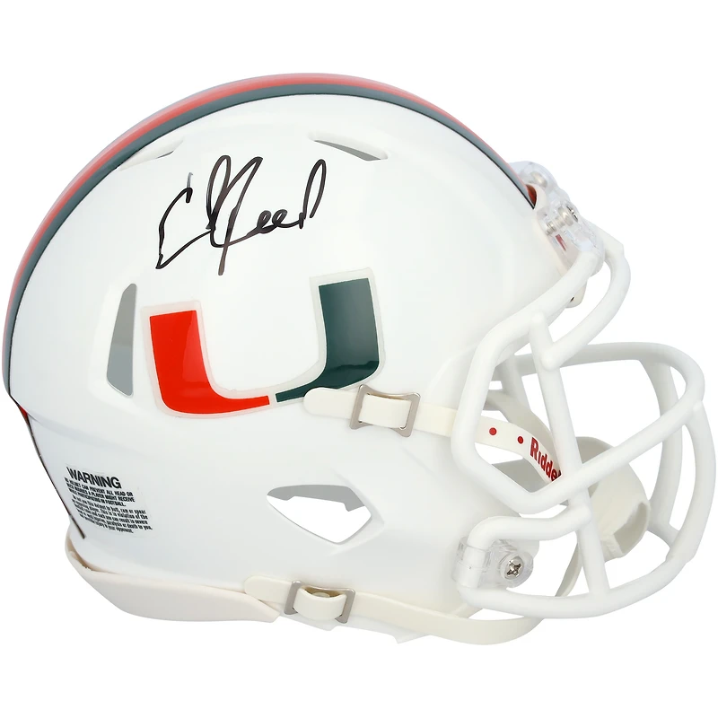 Ed Reed Miami Hurricanes Autographed Riddell Speed Mini Helmet