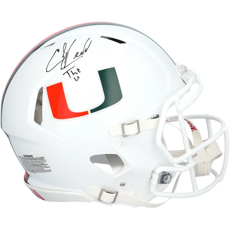 Ed Reed Miami Hurricanes Autographed Riddell Speed Authentic Helmet with "The U" Inscription