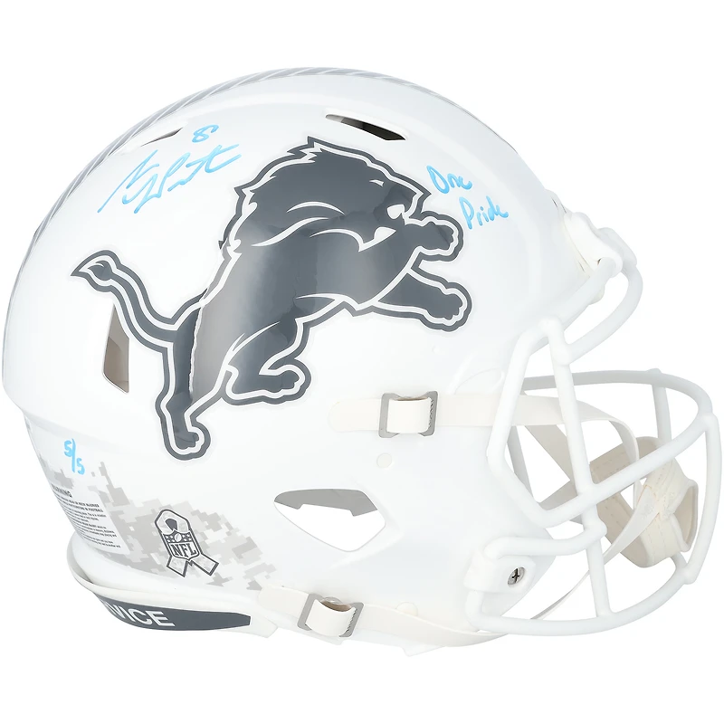Sam LaPorta Detroit Lions Autographed Riddell 2024 Salute To Service Speed Authentic Helmet with "One Pride" Inscription - Limited Edition of 5
