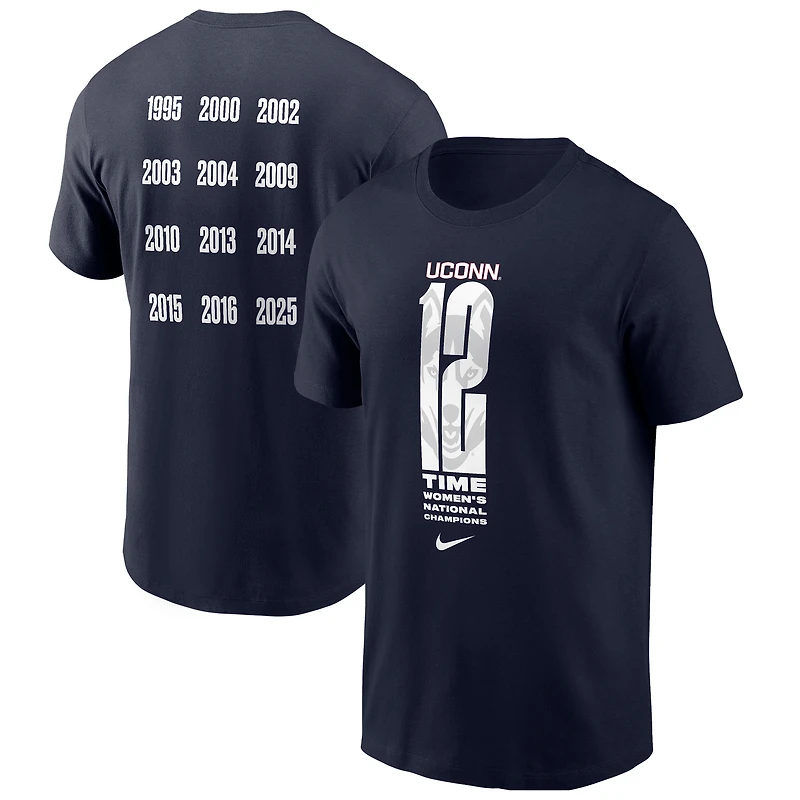 Men's Nike Navy UConn Huskies 12-Time NCAA Women's Basketball National Champions T-Shirt