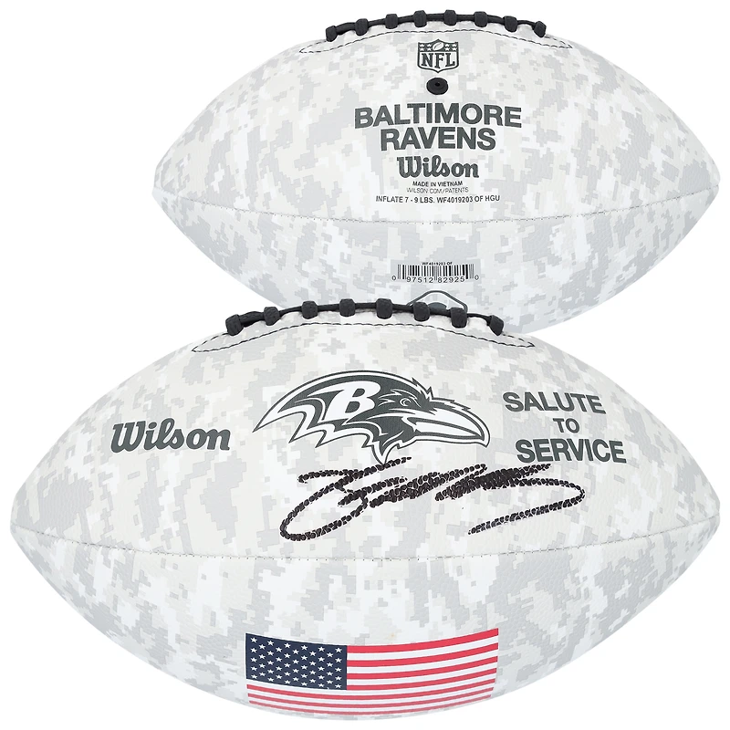 Zay Flowers Baltimore Ravens Autographed 2024 Salute To Service Wilson Football
