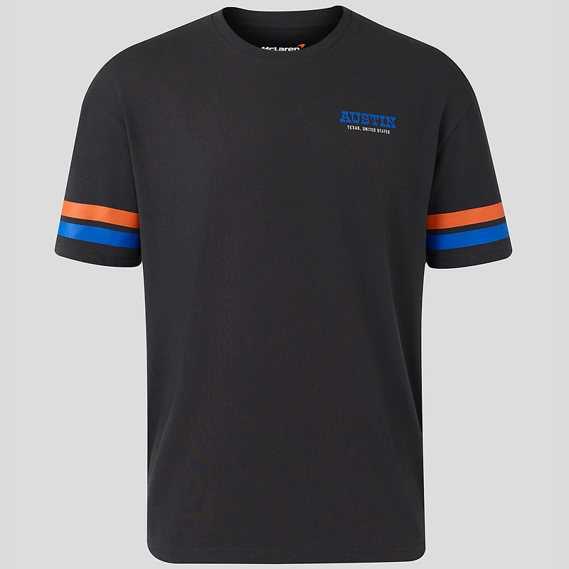 Men's Castore Charcoal McLaren F1 Team Austin Striped Sleeve T-Shirt