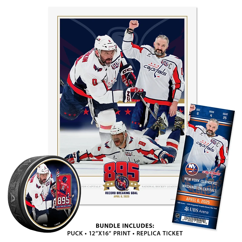 Alexander Ovechkin Washington Capitals NHL All-Time Leading Goal Scorer Three-Piece Bundle Pack
