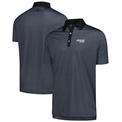 Men's FootJoy Black TOUR Championship Checker Print Lisle ProDry Polo