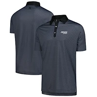 Men's FootJoy Black TOUR Championship Checker Print Lisle ProDry Polo
