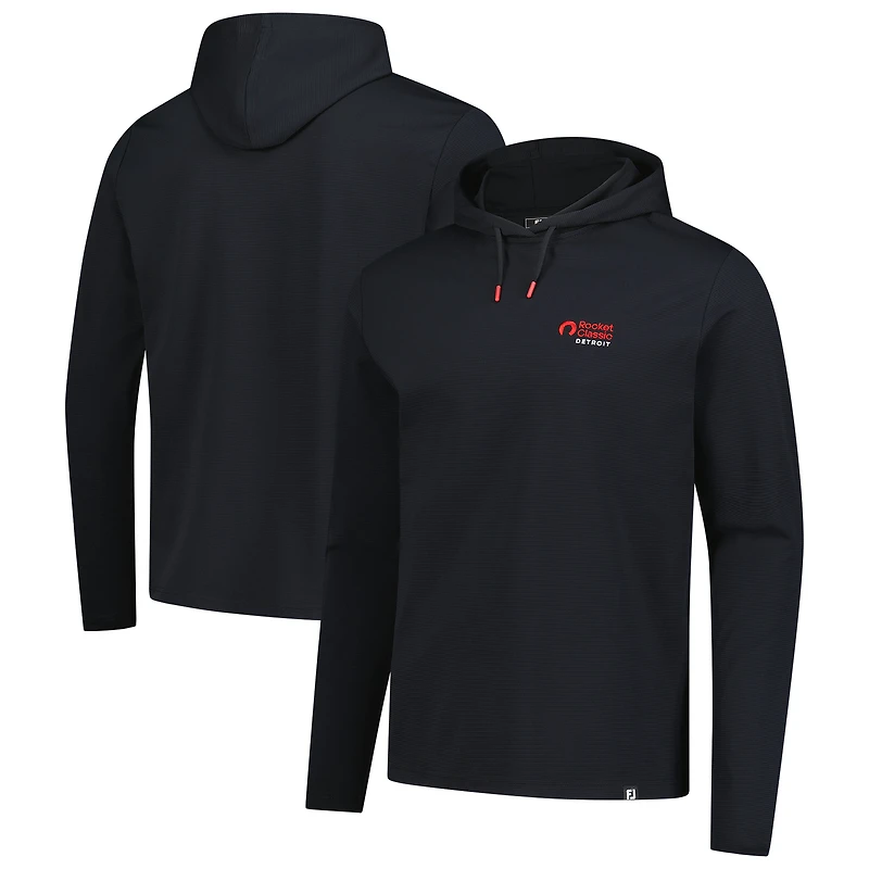 Men's FootJoy Black Rocket Classic Ottoman Jacquard Pullover Hoodie