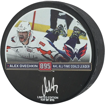 Alexander Ovechkin Washington Capitals Autographed 895th Goal Hockey Puck - Limited Edition of 895