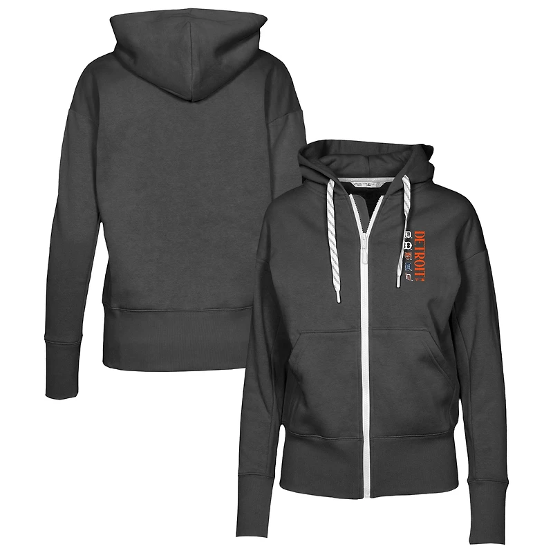Women's Levelwear Black Detroit Tigers Cooperstown Collection Gardinia Full-Zip Hoodie