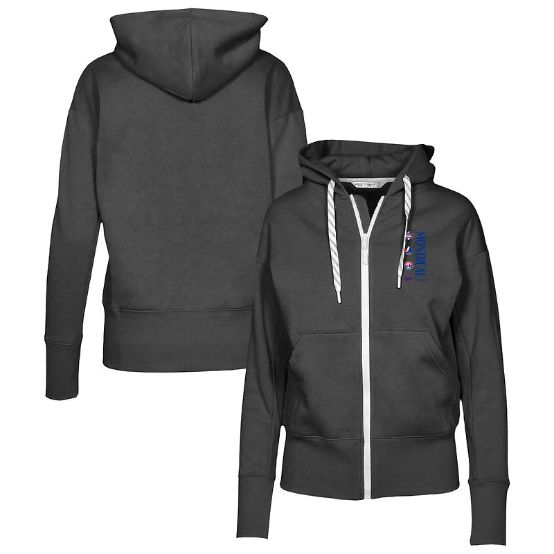 Women's Levelwear Black Montreal Expos Cooperstown Collection Gardinia Full-Zip Hoodie