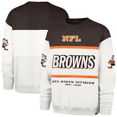 Men's '47  White Cleveland Browns Throwback Breeze Maximalist Sweatshirt