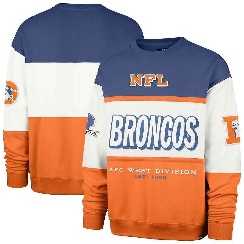 Men's '47  Royal/Orange Denver Broncos Throwback Breeze Maximalist Sweatshirt
