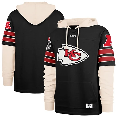 Men's '47  Black Kansas City Chiefs Split Zone Cornerback Duo Hoodie