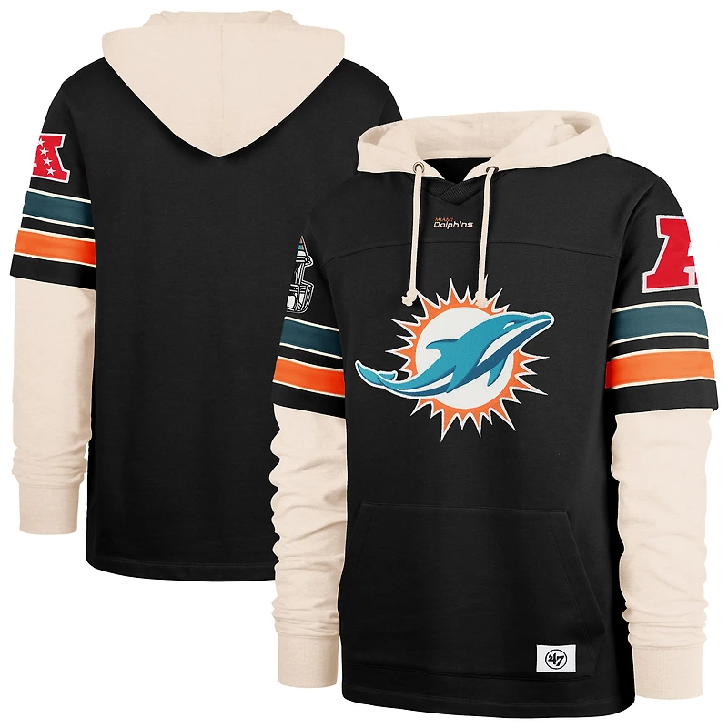 Men's '47  Black Miami Dolphins Split Zone Cornerback Duo Hoodie