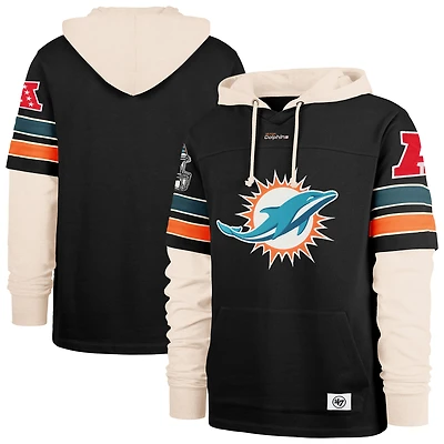Men's '47  Black Miami Dolphins Split Zone Cornerback Duo Hoodie