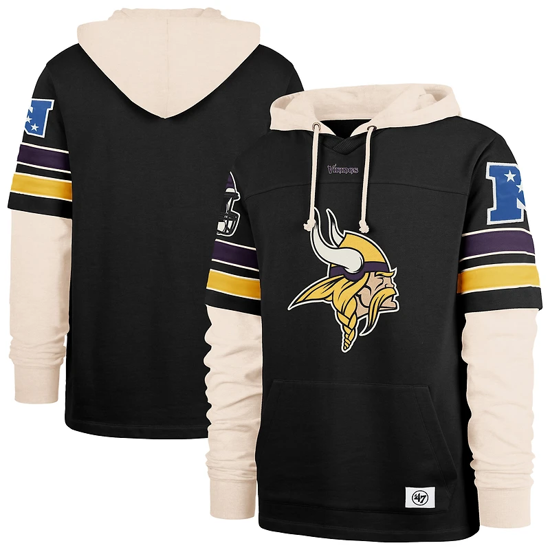 Men's '47  Black Minnesota Vikings Split Zone Cornerback Duo Hoodie
