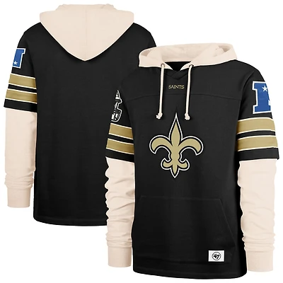 Men's '47  Black New Orleans Saints Split Zone Cornerback Duo Hoodie