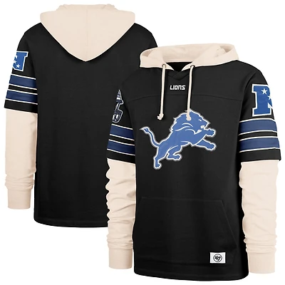 Men's '47  Black Detroit Lions Split Zone Cornerback Duo Hoodie