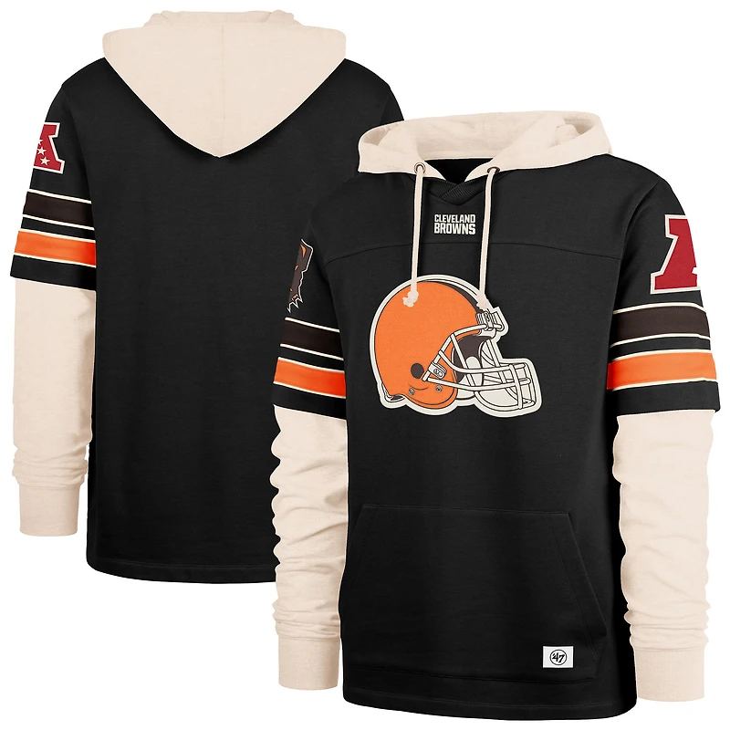 Men's '47  Black Cleveland Browns Split Zone Cornerback Duo Hoodie