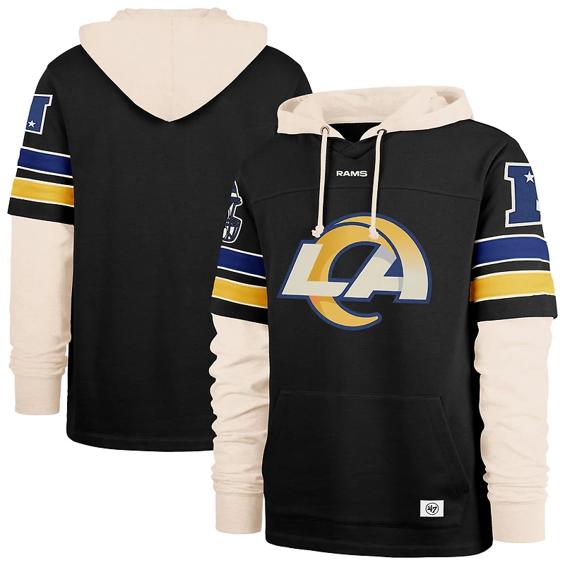 Men's '47  Black Los Angeles Rams Split Zone Cornerback Duo Hoodie