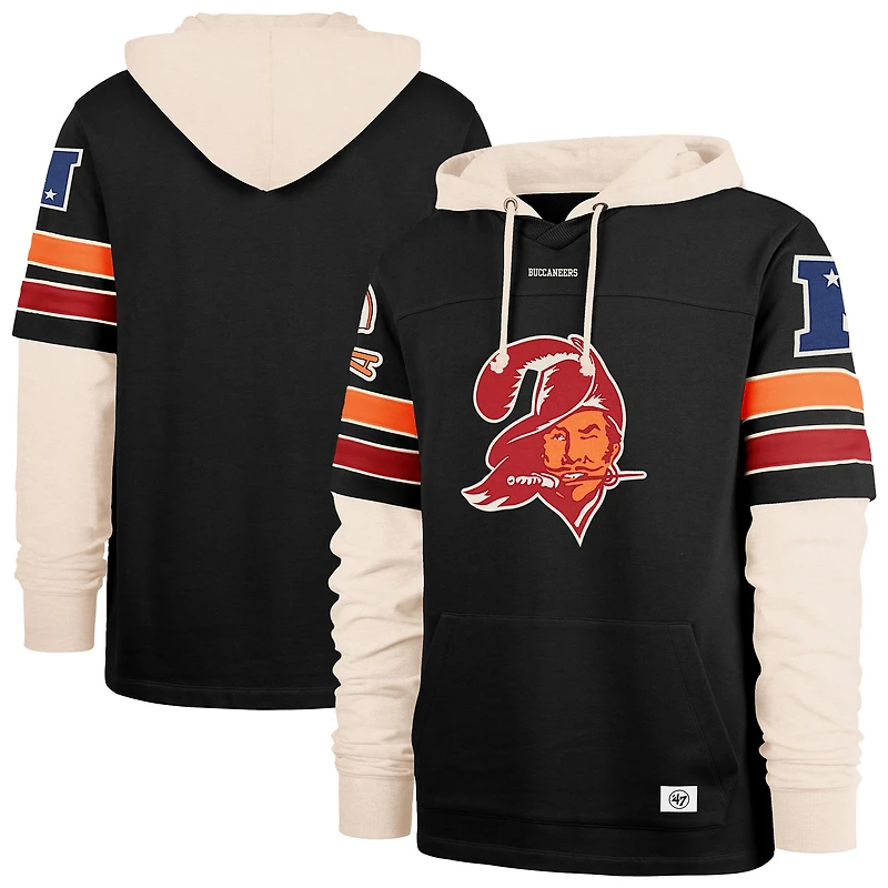 Men's '47  Black Tampa Bay Buccaneers Throwback Split Zone Cornerback Duo Hoodie