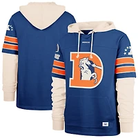 Men's '47  Blue Denver Broncos Throwback Split Zone Cornerback Duo Hoodie