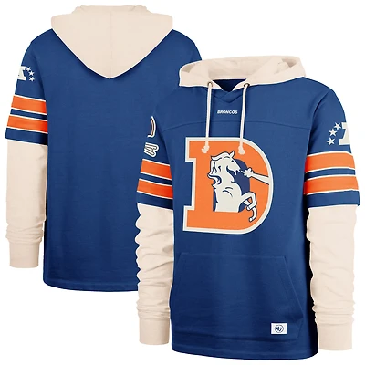 Men's '47  Blue Denver Broncos Throwback Split Zone Cornerback Duo Hoodie