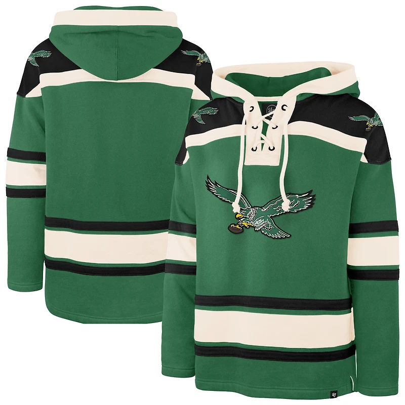 Men's '47 Kelly Green Philadelphia Eagles Throwback Superior Lacer Hoodie