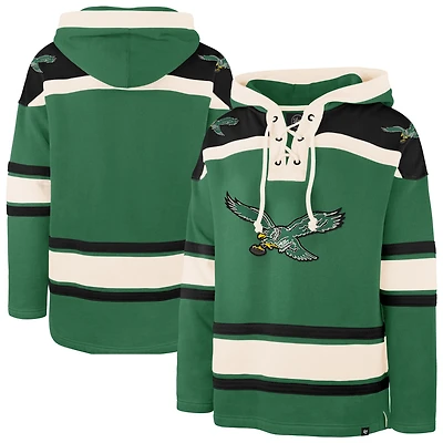 Men's '47  Kelly Green Philadelphia Eagles Throwback Superior Lacer Hoodie