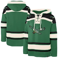 Men's '47  Kelly Green Philadelphia Eagles Throwback Superior Lacer Hoodie