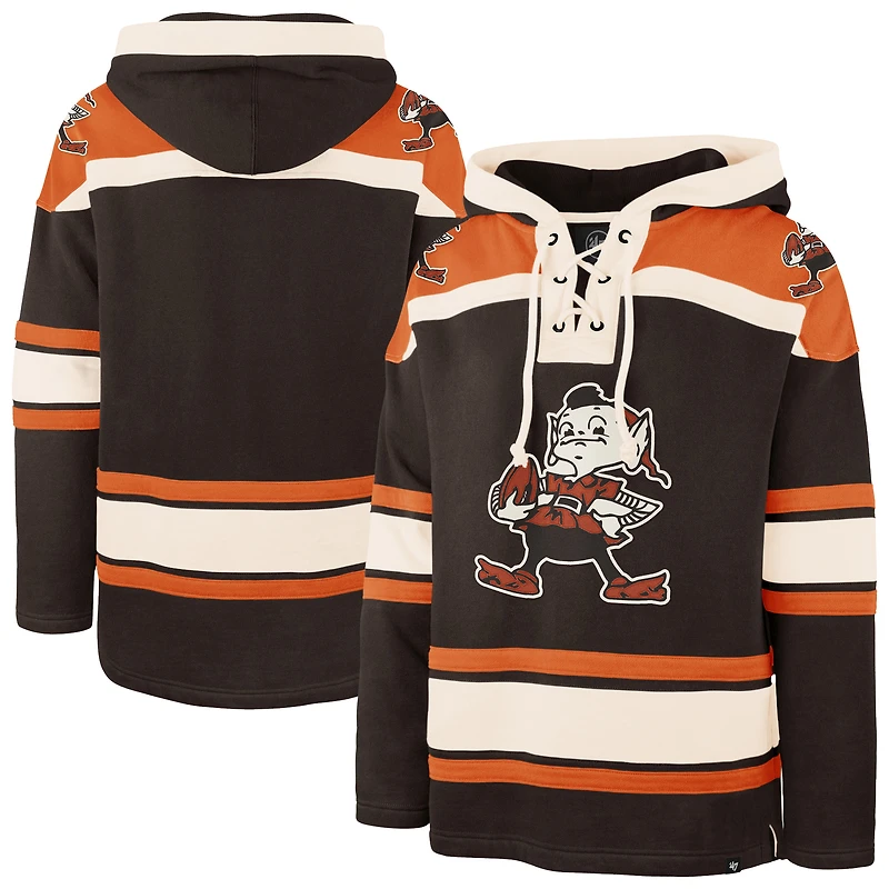 Men's '47  Brown Cleveland Browns Throwback Superior Lacer Hoodie