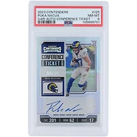 Puka Nacua Los Angeles Rams Autographed 2023 Panini Contenders Conference Ticket #125 #26/75 PSA Authenticated 8 Rookie Card