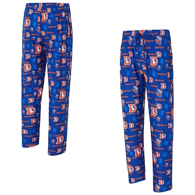 Men's Concepts Sport Royal Denver Broncos Retro Mosaic Allover Print Knit Pants