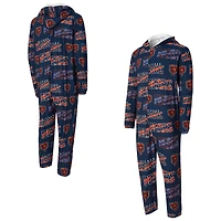 Men's Concepts Sport Navy Chicago Bears Shuffle All-Over-Print Microfleece Full-Zip Union Suit