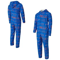 Men's Concepts Sport Royal Buffalo Bills Shuffle All-Over-Print Microfleece Full-Zip Union Suit