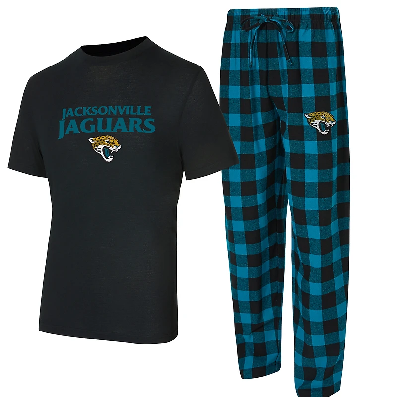 Men's Concepts Sport Black/Teal Jacksonville Jaguars Avondale T-Shirt & Flannel Pants Set