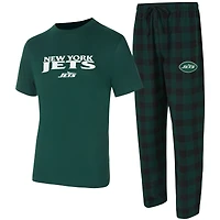 Men's Concepts Sport Green/Black New York Jets Avondale T-Shirt & Flannel Pants Set